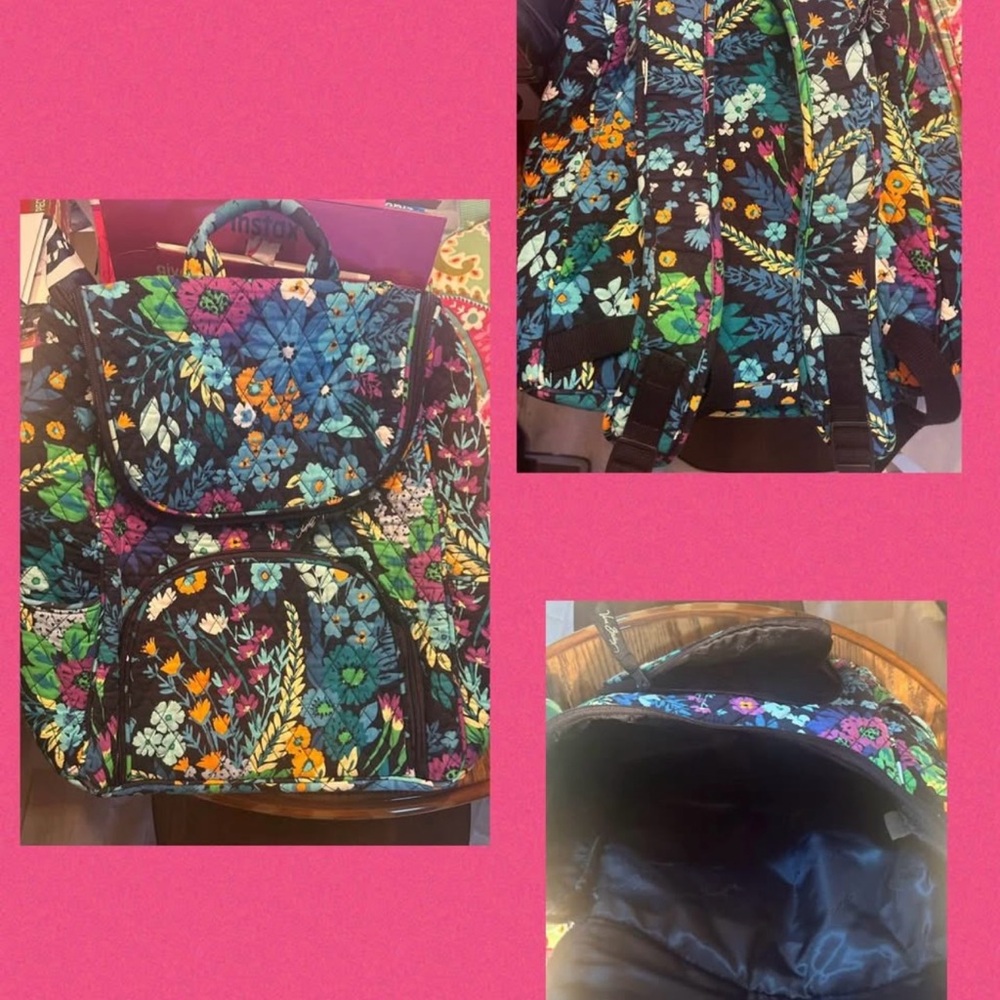 Vera Bradley Floral Backpack - Black, Blue, Green, Orange, Purple